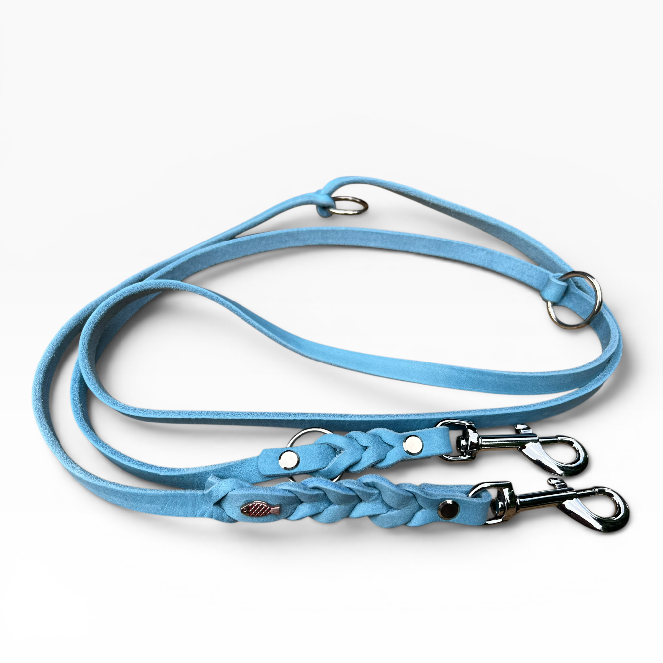 Eisblau Fettlederleine 12mm