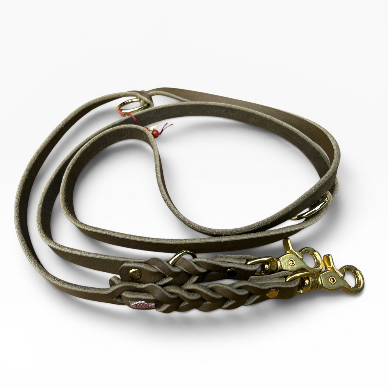 Olive Fettlederleine 15mm