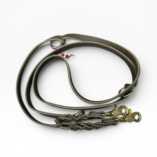 Olive Fettlederleine 15mm