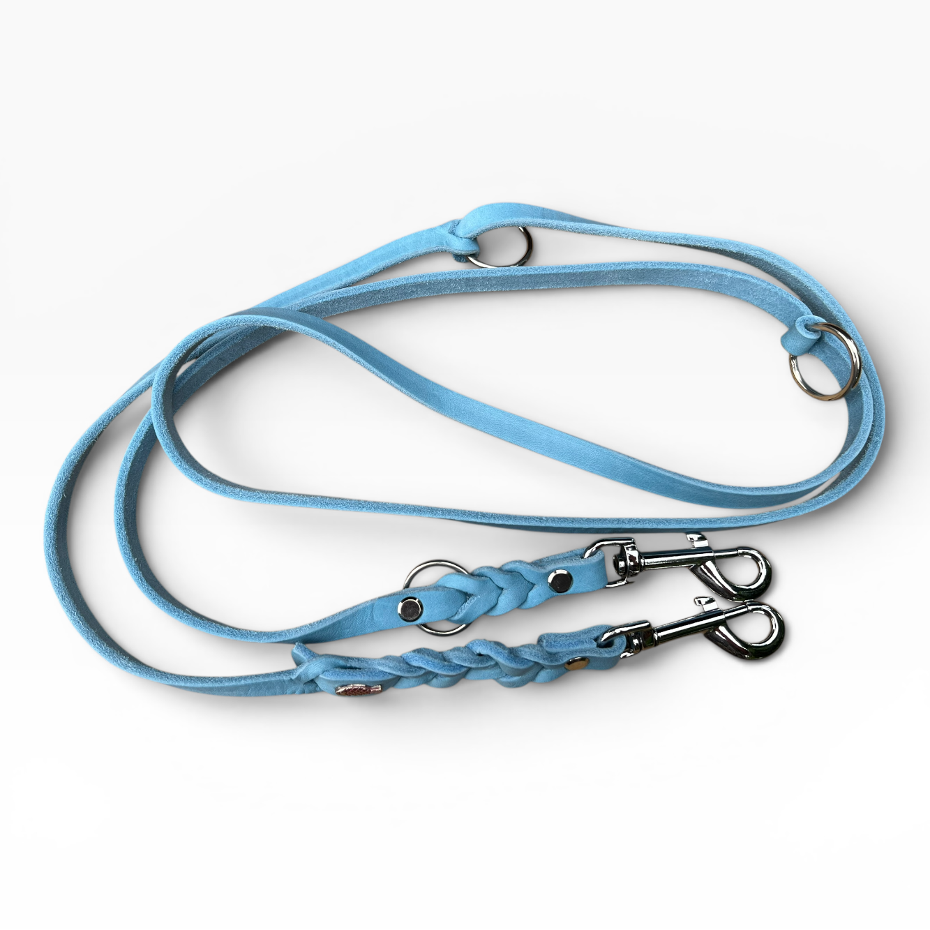 Eisblau Fettlederleine 12mm
