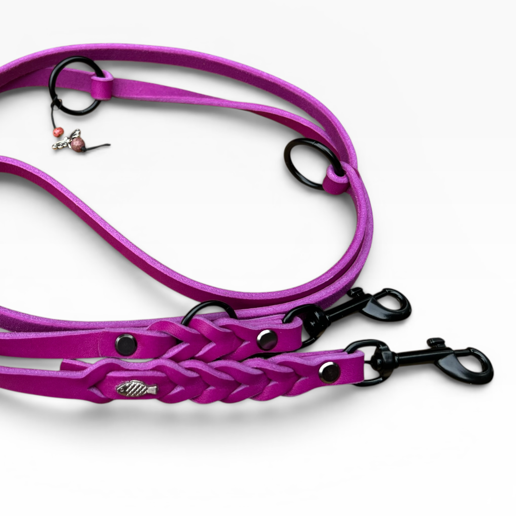 Magenta Fettlederleine 12mm